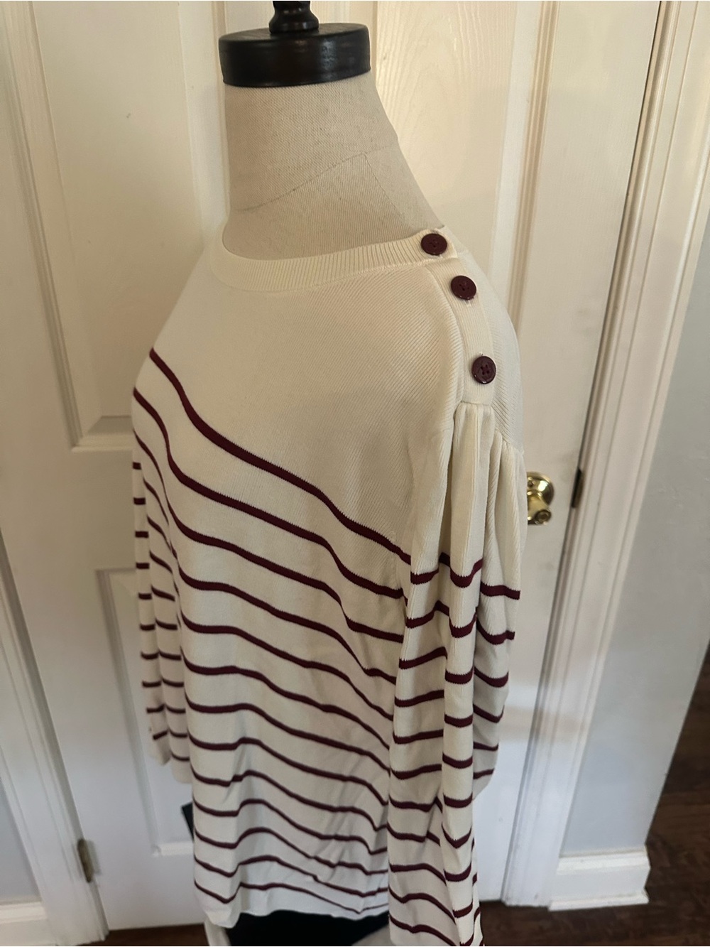 Talbots 3Xp Cream Ribbed Knit Top